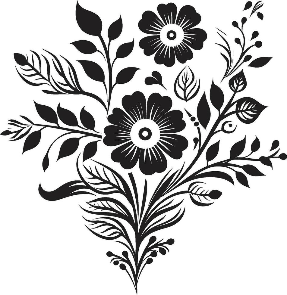 elegante botanico schizzo mano disegnato nero icona Vintage ▾ floreale complessità fatto a mano nero emblema vettore