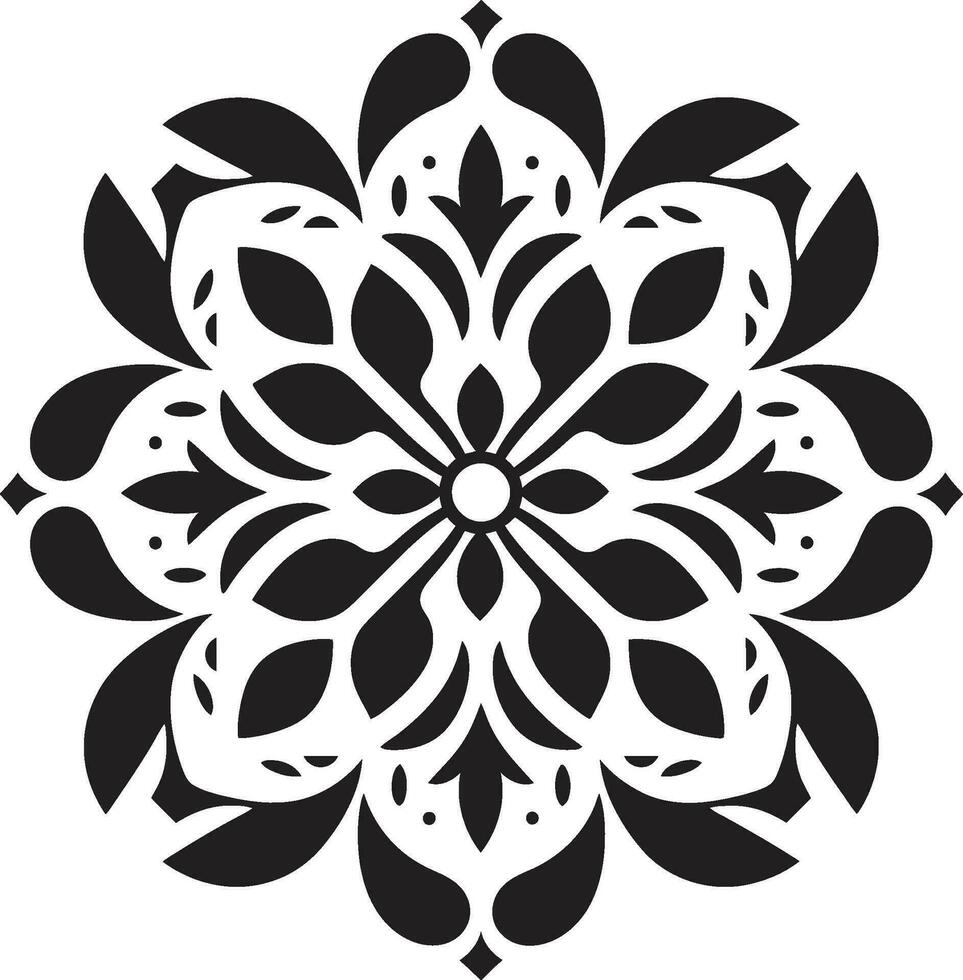 fiore geometria vettore piastrella icona petalo armonia nero floreale emblema