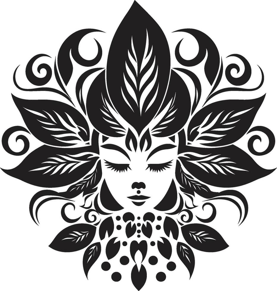 sofisticato flora fascino nero vettore icona astratto fiorire splendore donna viso emblema