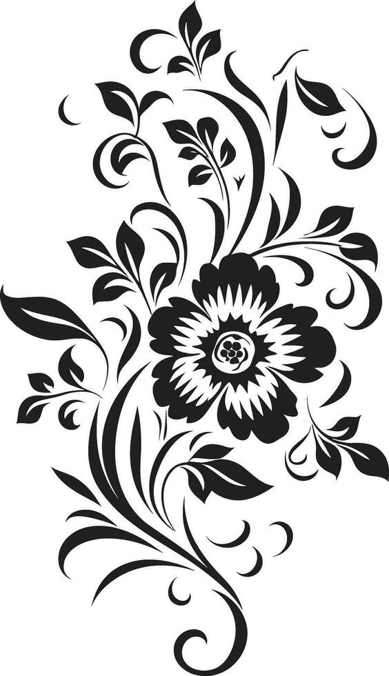 Vintage ▾ botanico silhouette mano disegnato vettore icona elegante floreale pergamene nero fatto a mano logo design
