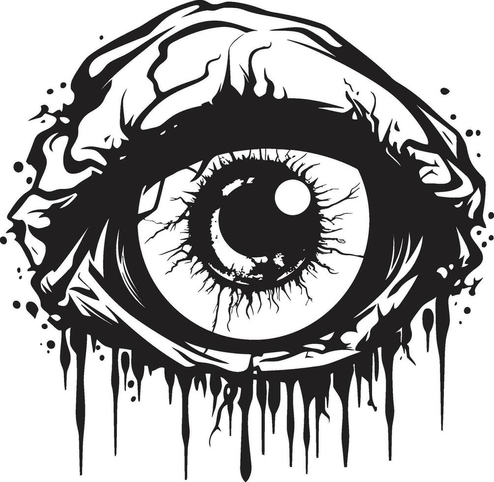 incubo sguardo fisso nero zombie occhio design macabro vista raccapricciante vettore occhio icona