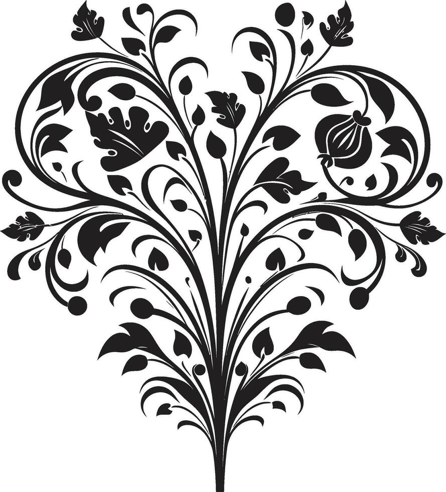 elegante noir botanici fatto a mano vettore logo icona noir floreale complessità mano disegnato vettore emblema