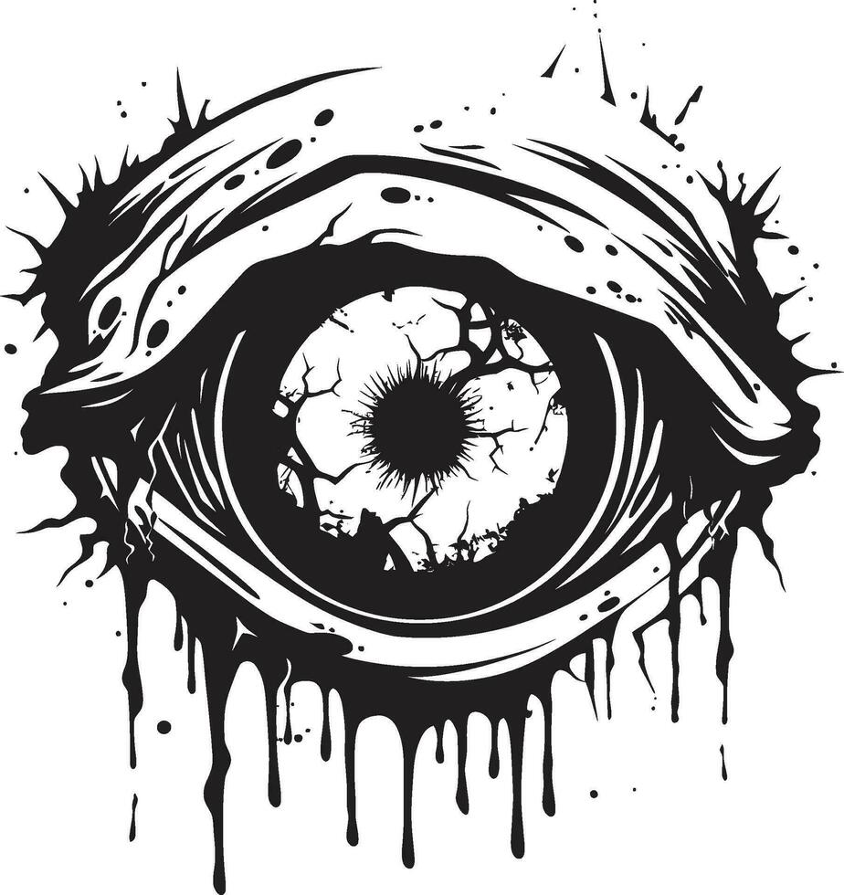 raccapricciante non morti visione vettore zombie occhio emblema orribile sguardo fisso nero raccapricciante occhio logo
