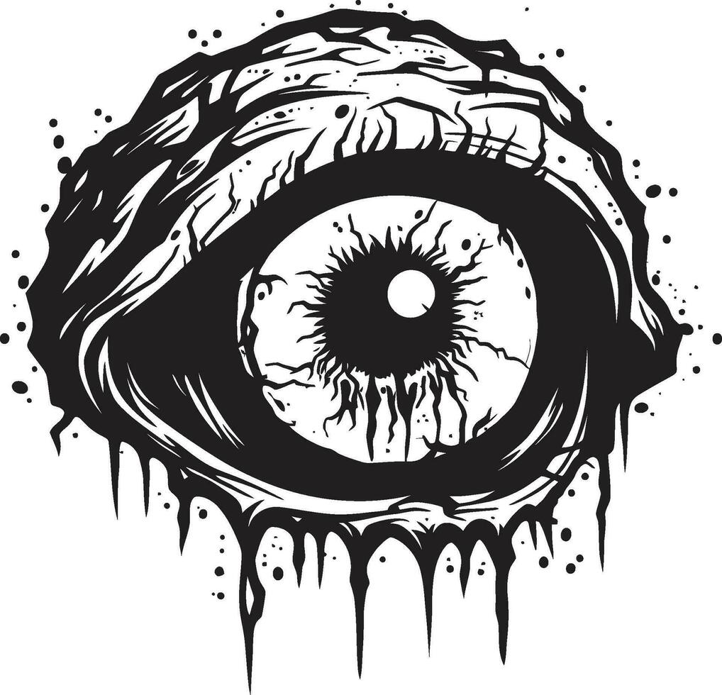 sinistro sguardo nero vettore pauroso occhio demonico zombie occhio raccapricciante nero icona