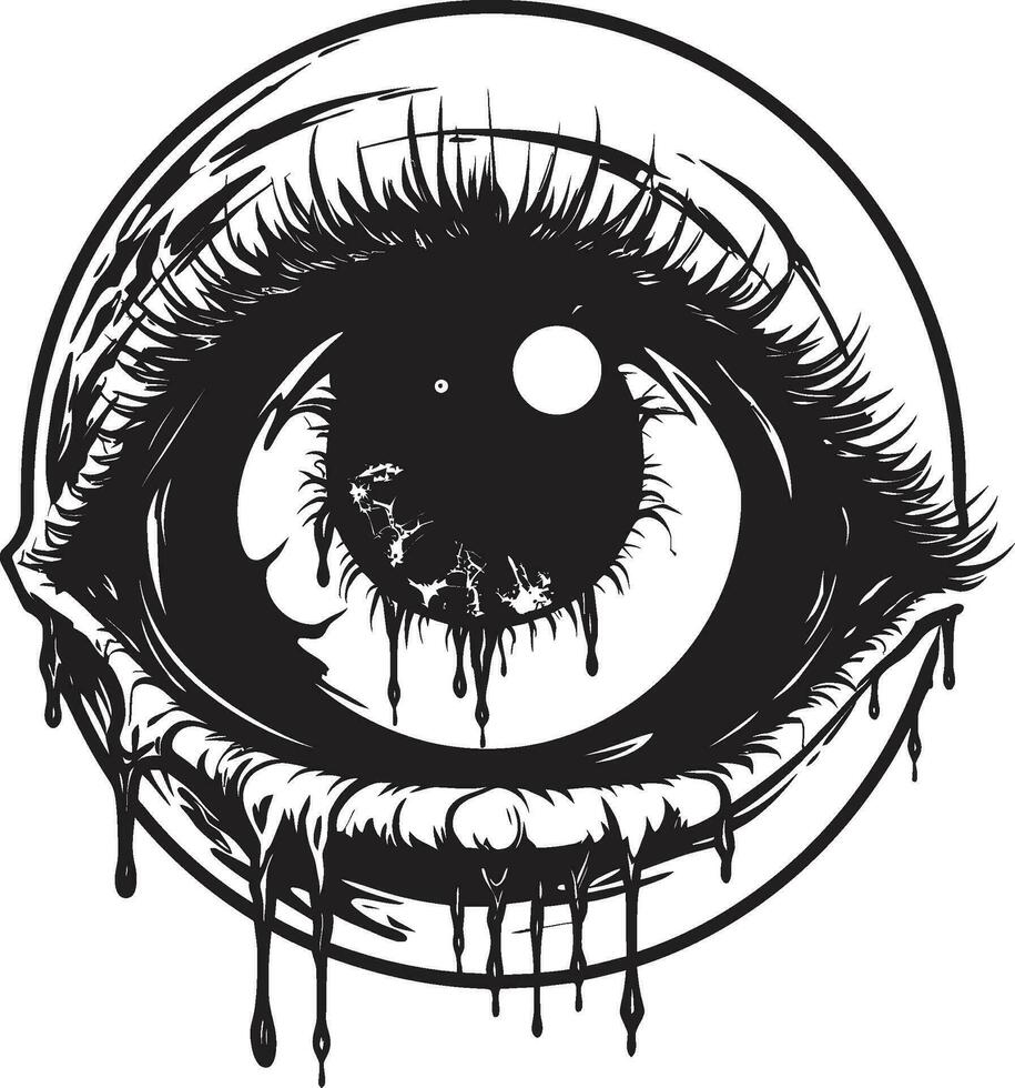 spaventoso zombie sguardo vettore pauroso occhio design misterioso inquietante occhiata nero zombie icona