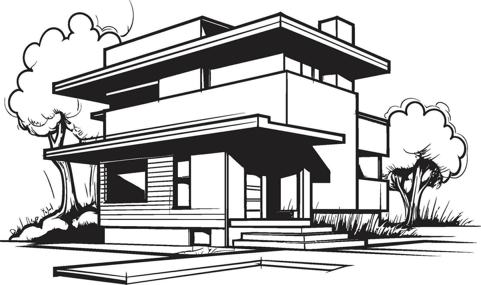 Doppio residenza concetto schizzo idea per duplex Casa design gemello casa innovazione schizzo icona per duplex Casa design vettore