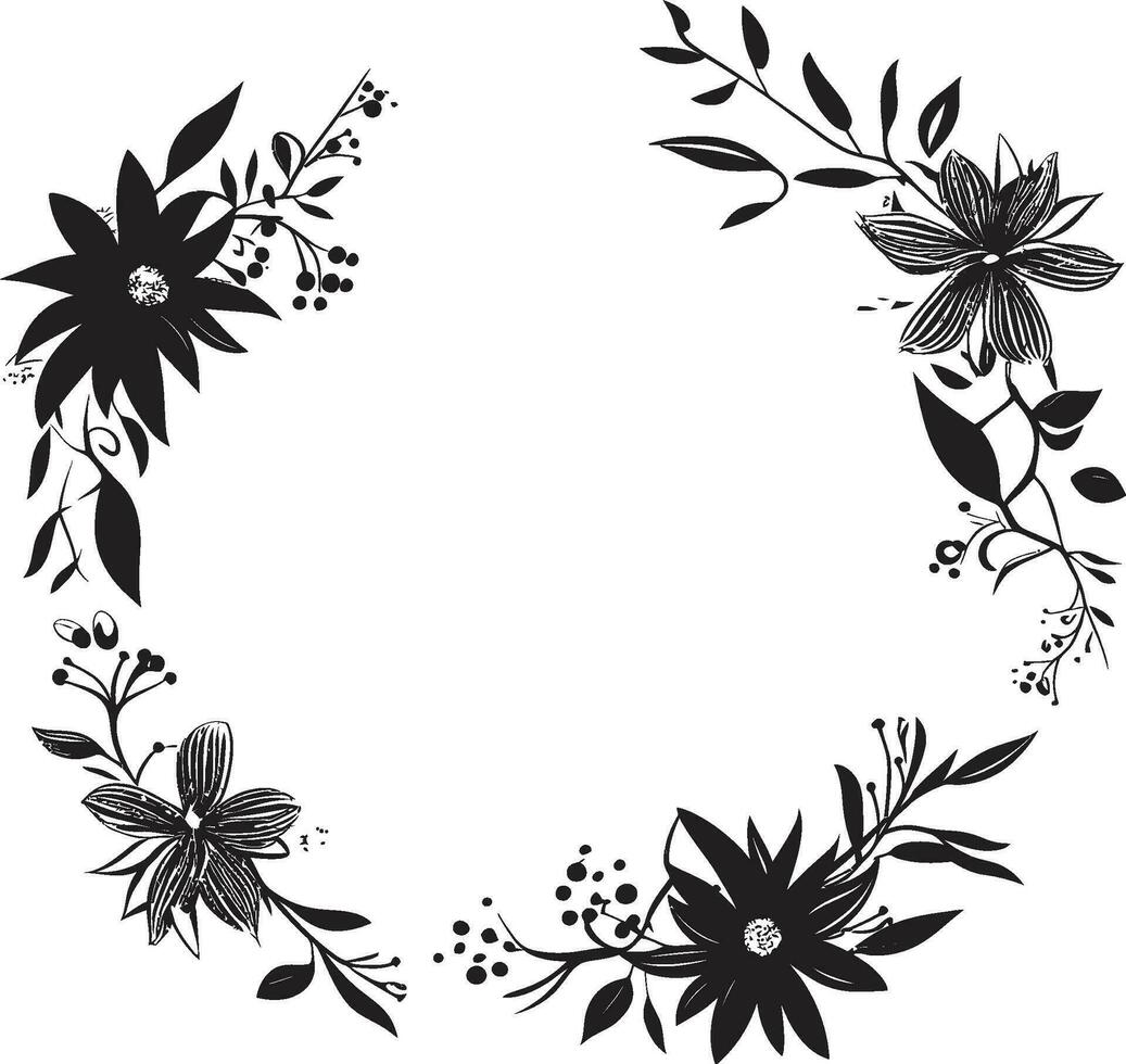 Vintage ▾ telaio eleganza decorativo nero logo scolpito fioritura confine nero floreale emblema vettore