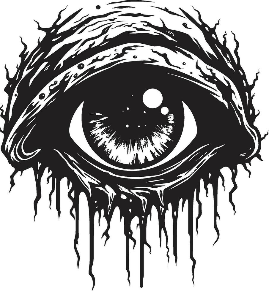 sinistro sguardo nero vettore pauroso occhio demonico zombie occhio raccapricciante nero icona