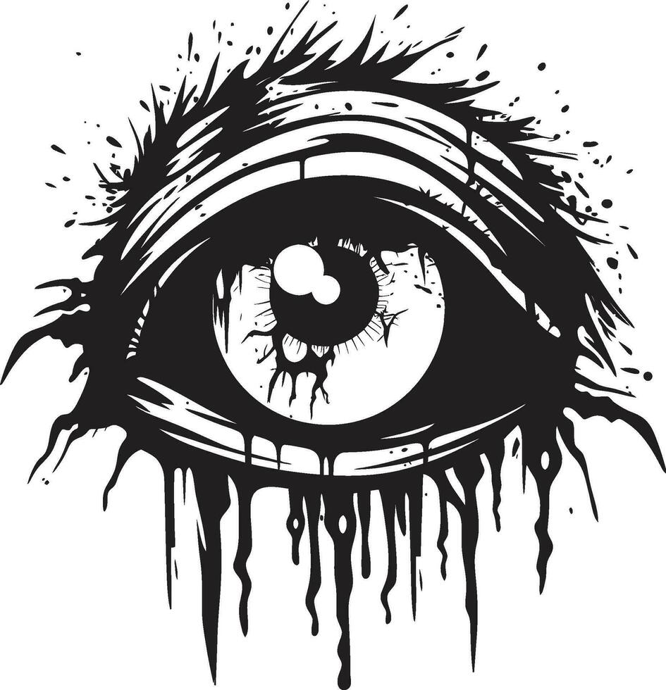 macabro sguardo fisso raccapricciante vettore occhio icona macabro zombie vista nero pauroso occhio logo