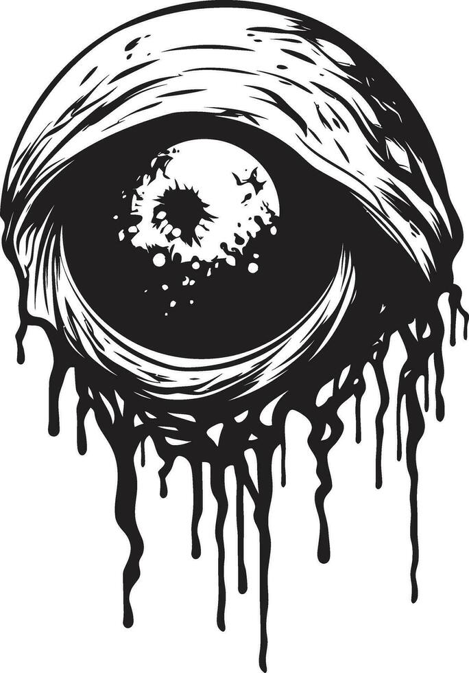 macabro zombie vista nero pauroso occhio logo terrificante non morti occhio raccapricciante nero vettore