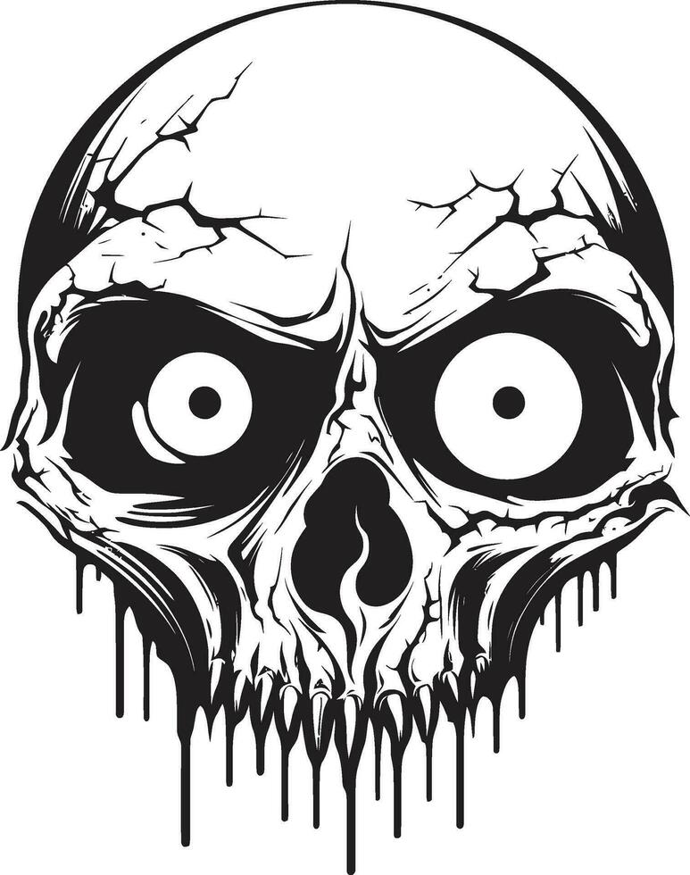 misterioso non morti cranio nero vettore orrore emblema sinistro zombie viso raccapricciante cranio icona