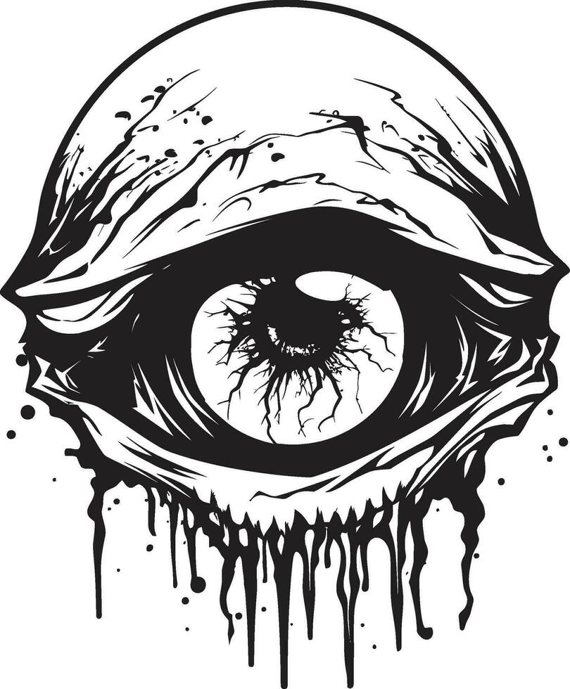 spaventoso zombie sguardo fisso raccapricciante occhio emblema sinistro sguardo nero vettore pauroso occhio