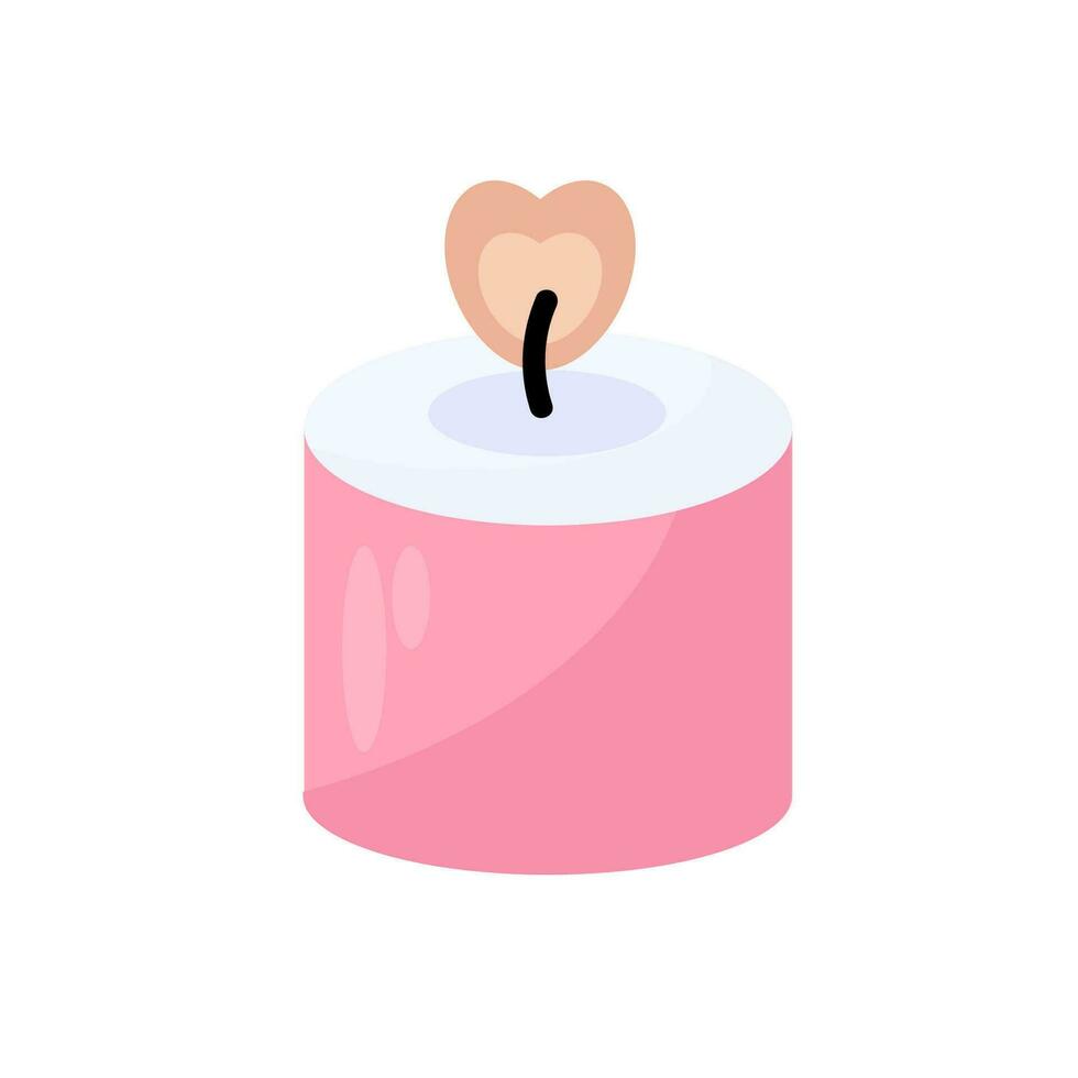 rosa candela con cuore icona su un' bianca sfondo vettore