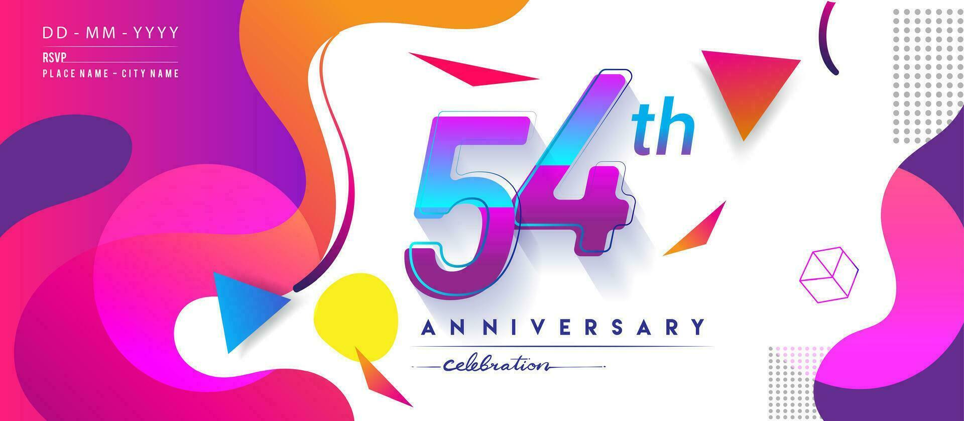 53 ° anni anniversario logo, vettore design compleanno celebrazione con colorato geometrico sfondo e cerchi forma.