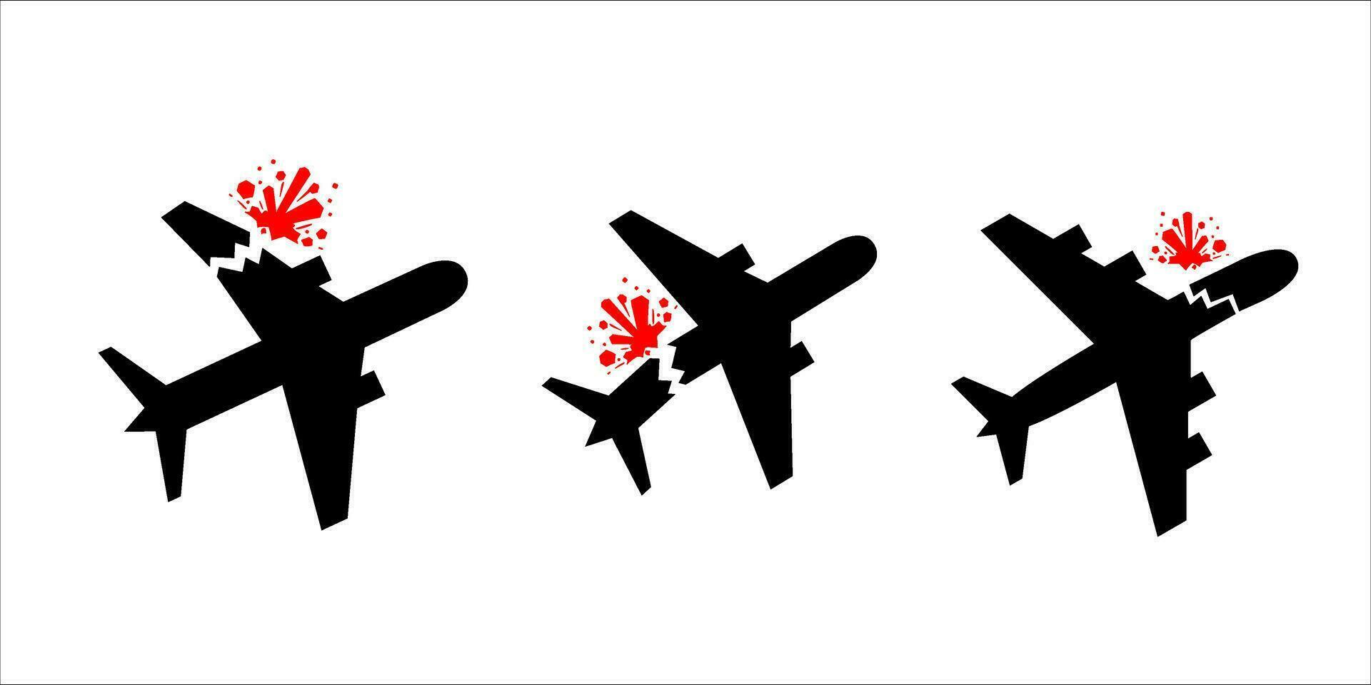 vettore aereo schianto incidente silhouette illustrazione icona