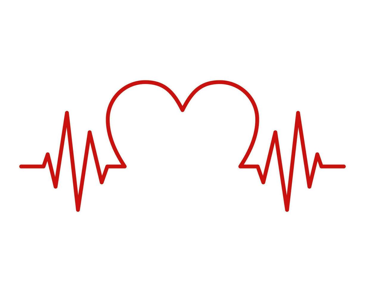 rosso battito cardiaco con cuore forma isolato su bianca sfondo. pulse cuore icona. vettore illustrazione