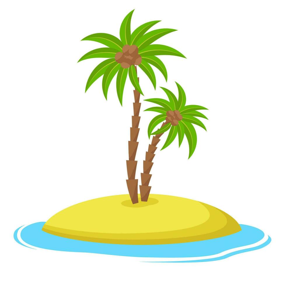 isola con palma alberi isolato su bianca sfondo, estate vacanza vacanza tropicale oceano, vettore illustrazione