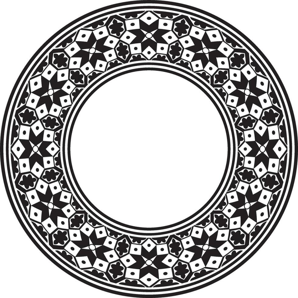 vettore il giro nazionale monocromatico nero ornamento di antico Persia. iraniano etnico cerchio, squillo, confine, telaio