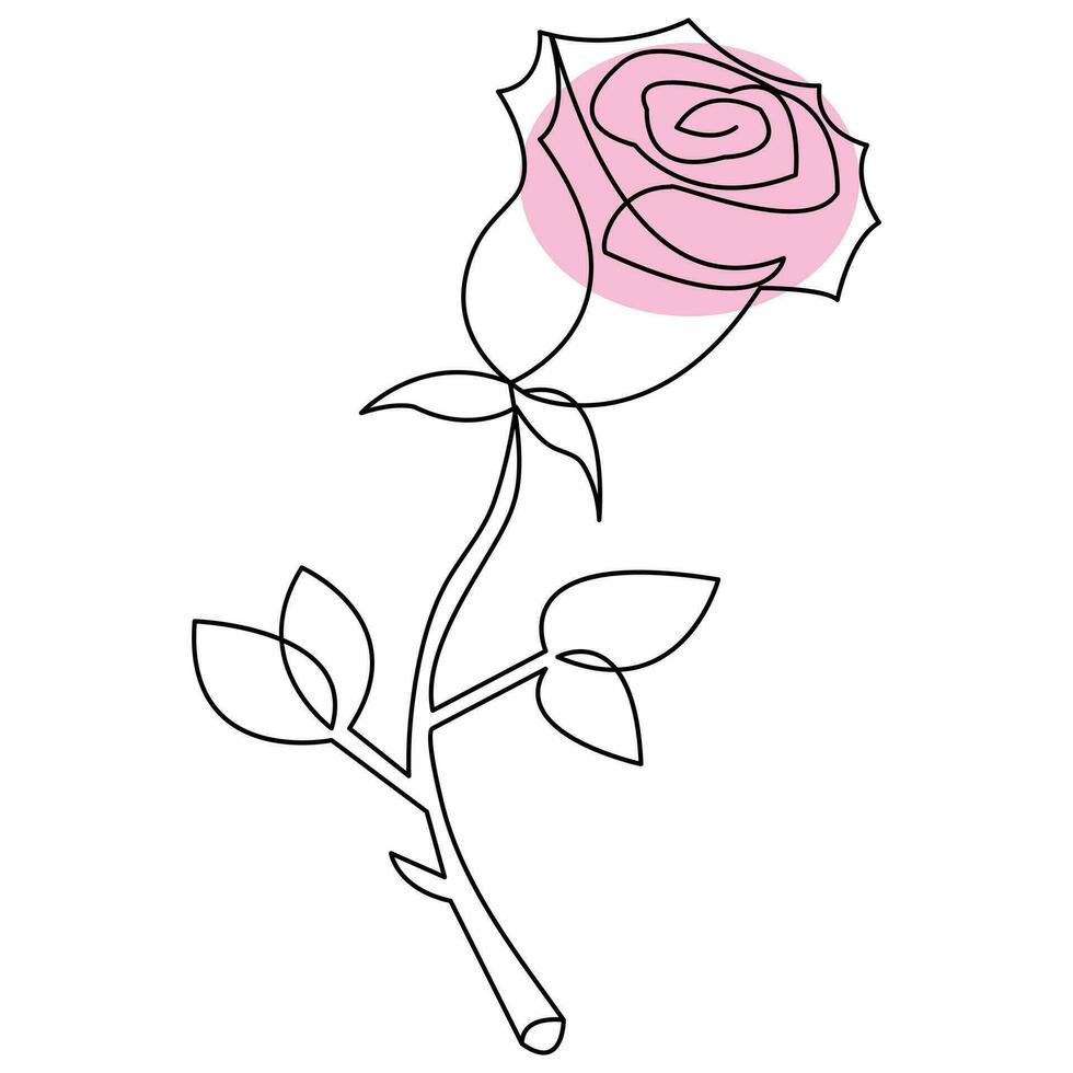 rosa fiore continuo singolo linea arte disegno schema vettore illustrazione minimalista design
