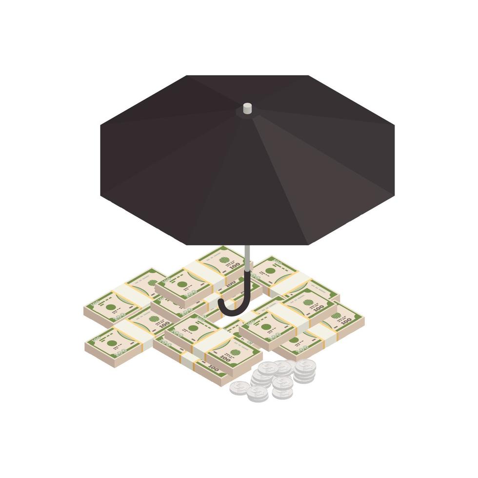 l'ombrello protegge la composizione dei contanti vettore