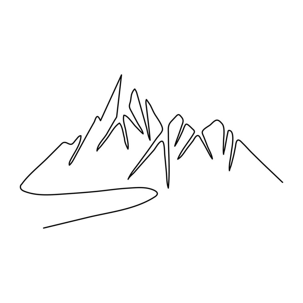 montagna icona continuo uno linea arte disegno e schema vettore illustrazione minimalismo design