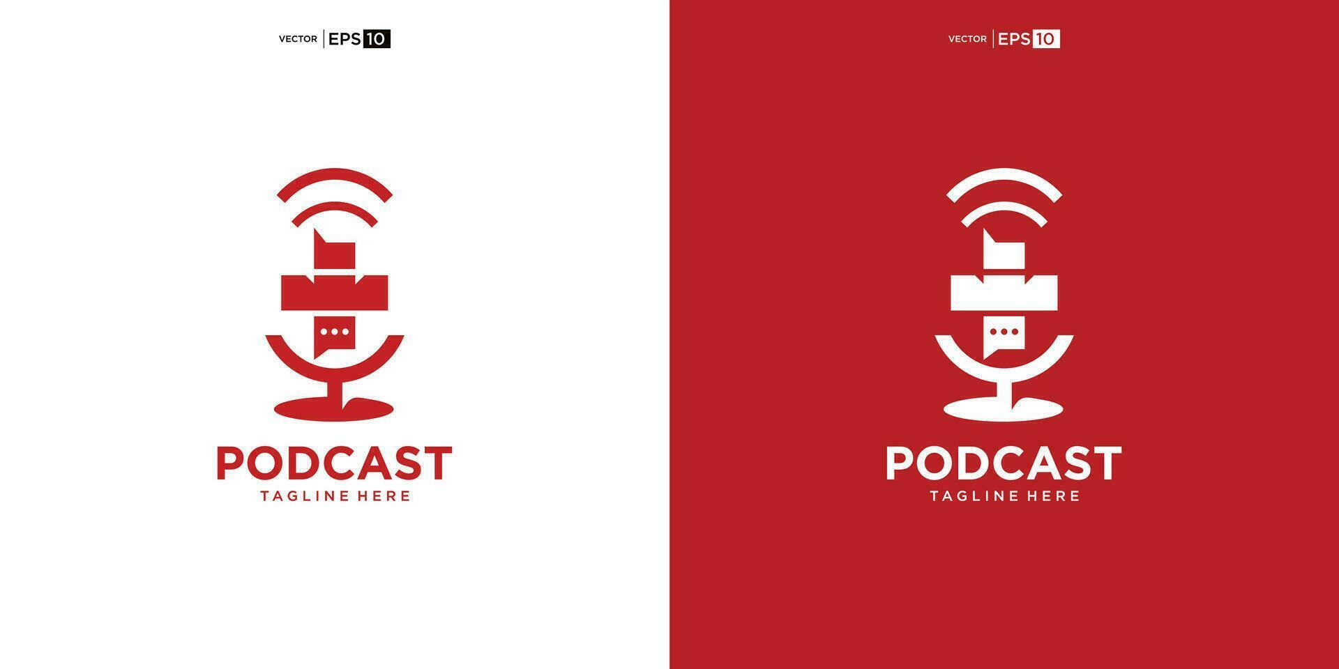 Podcast microfono logo vettore design modello