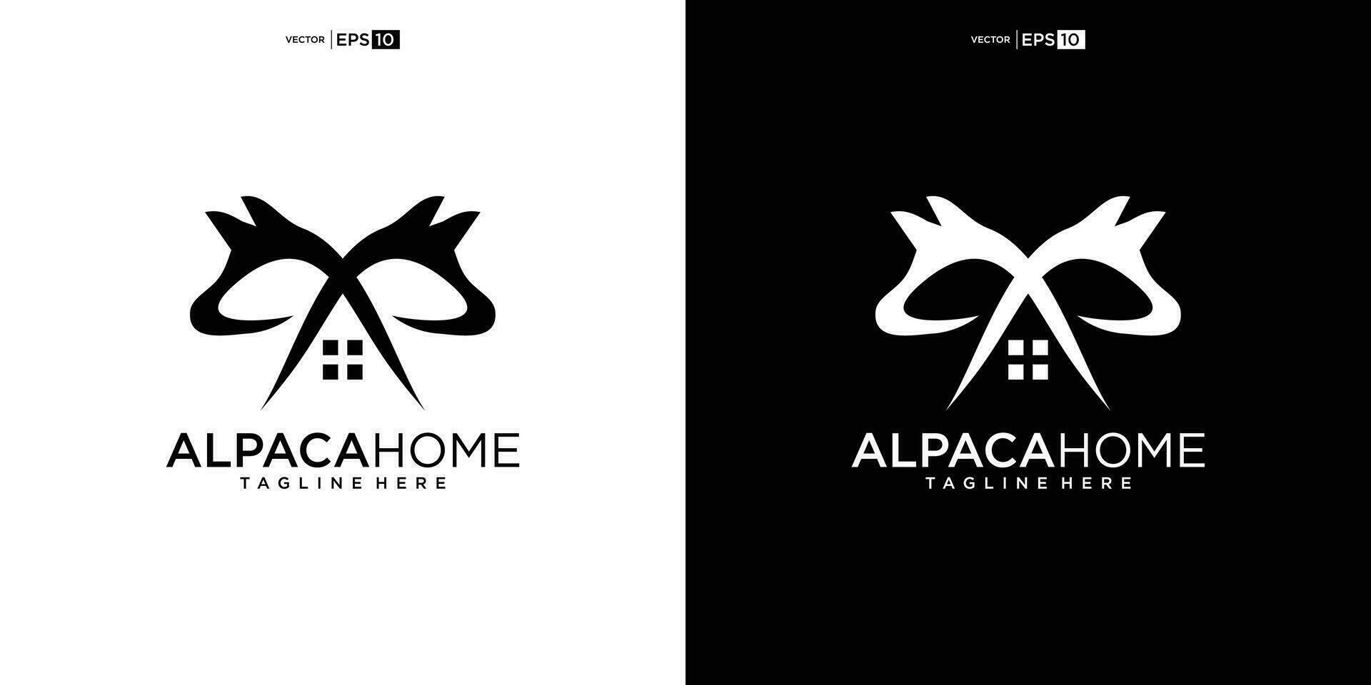 alpaca Casa logo design illustrazione vettore