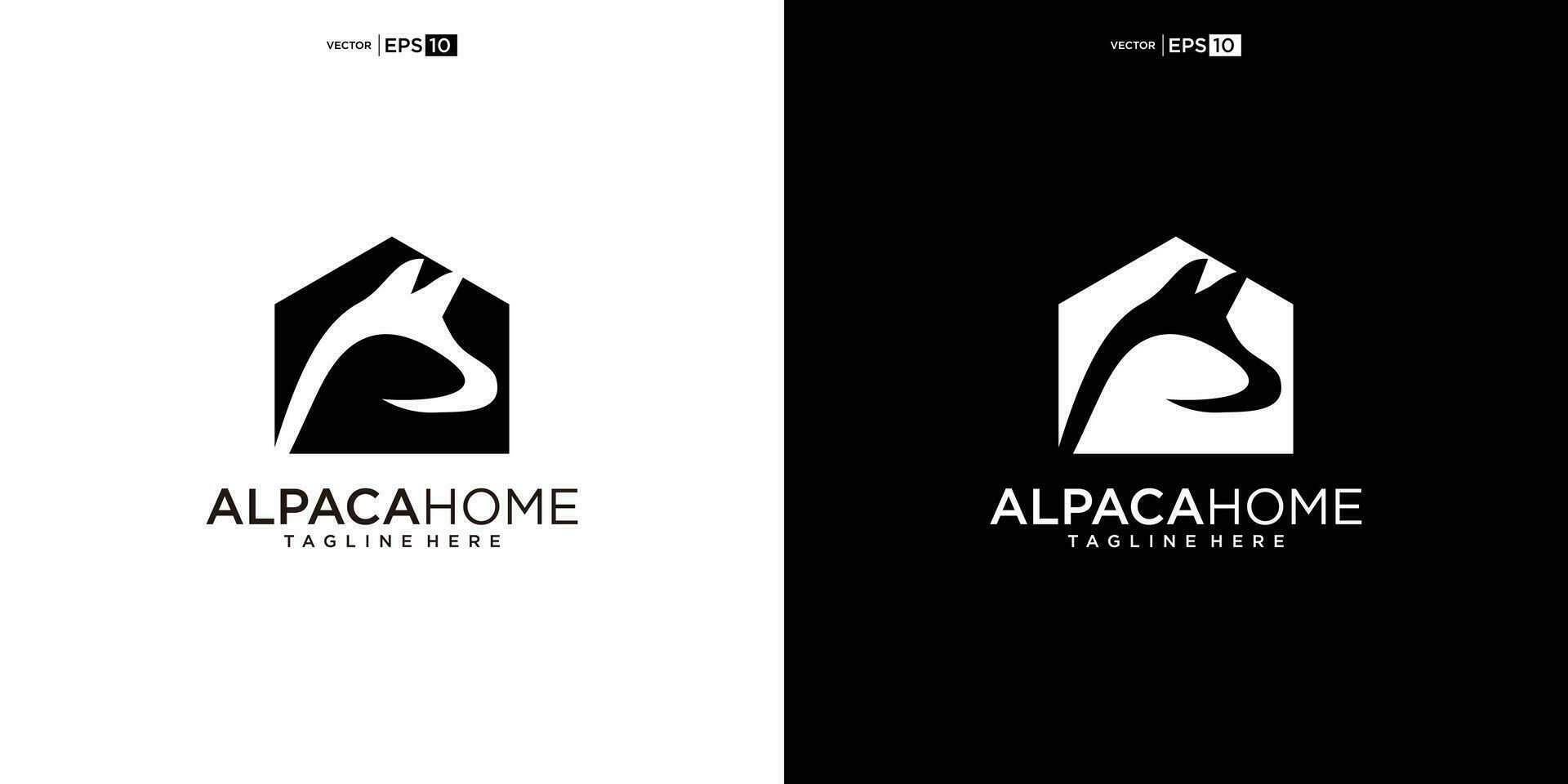 alpaca Casa logo design illustrazione vettore