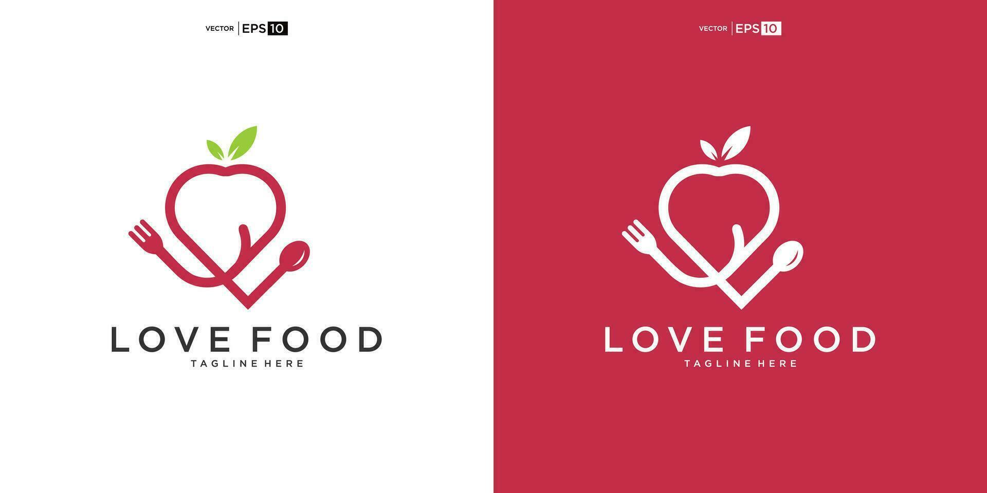 amore cibo logo design modello vettore