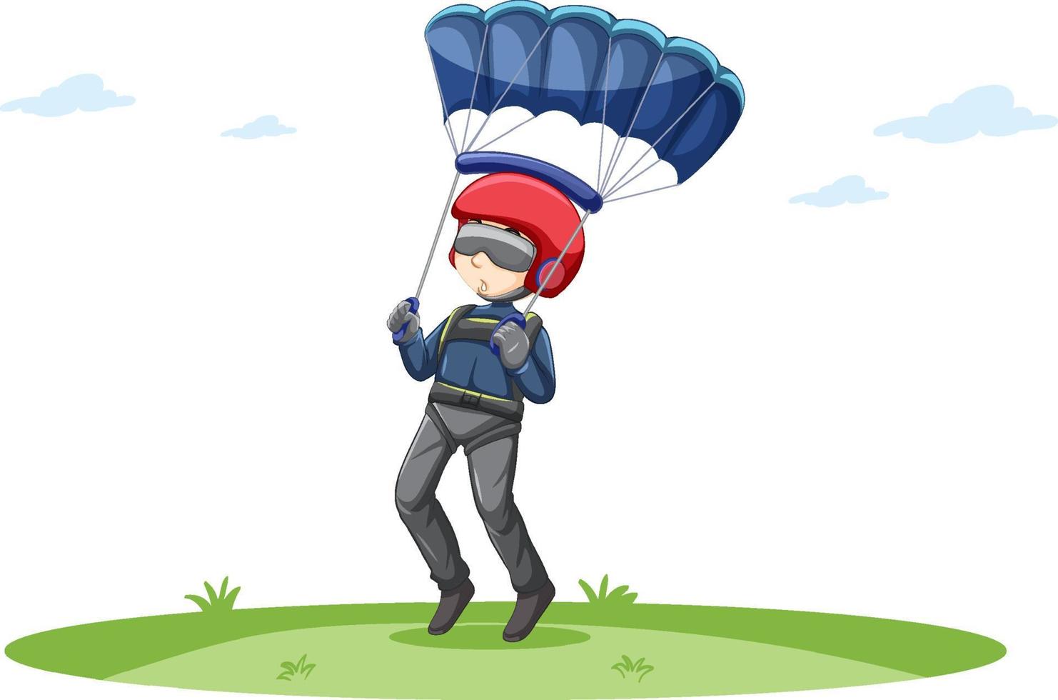 un uomo che fa paracadute vettore
