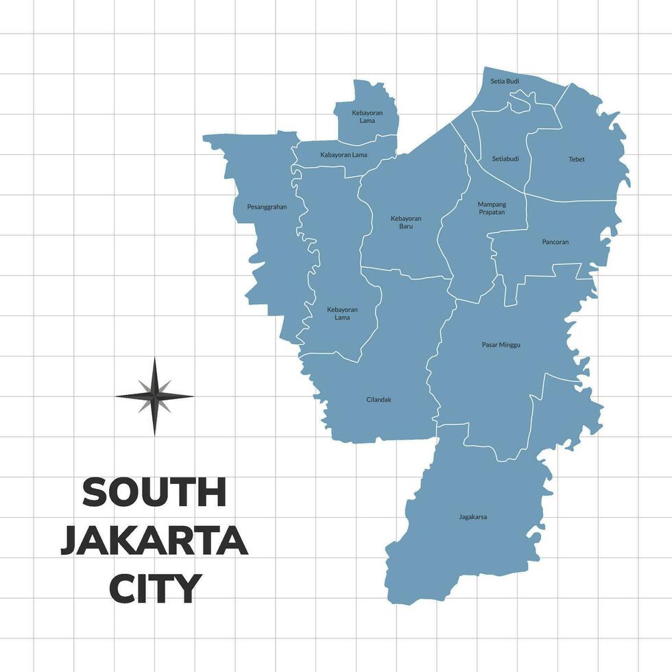 Sud jakarta città carta geografica illustrazione. carta geografica di città nel Indonesia vettore