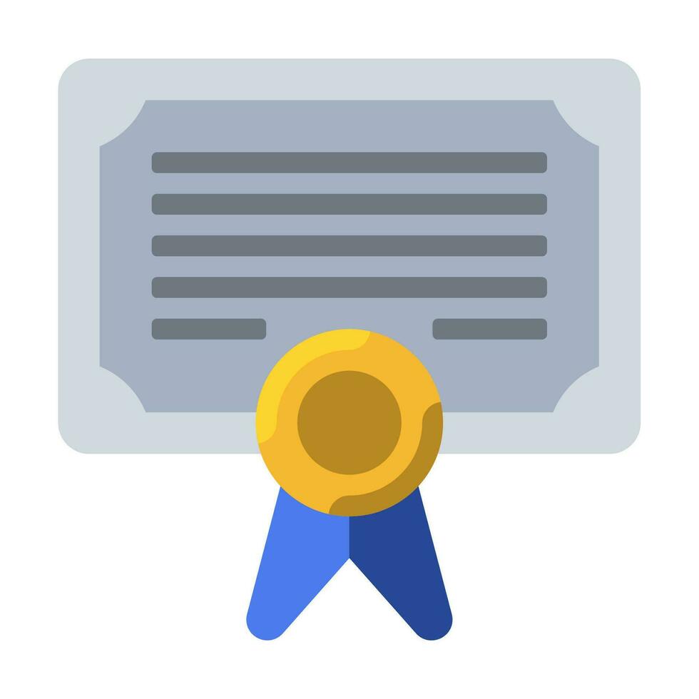 certificato icona o logo illustrazione piatto colore stile vettore