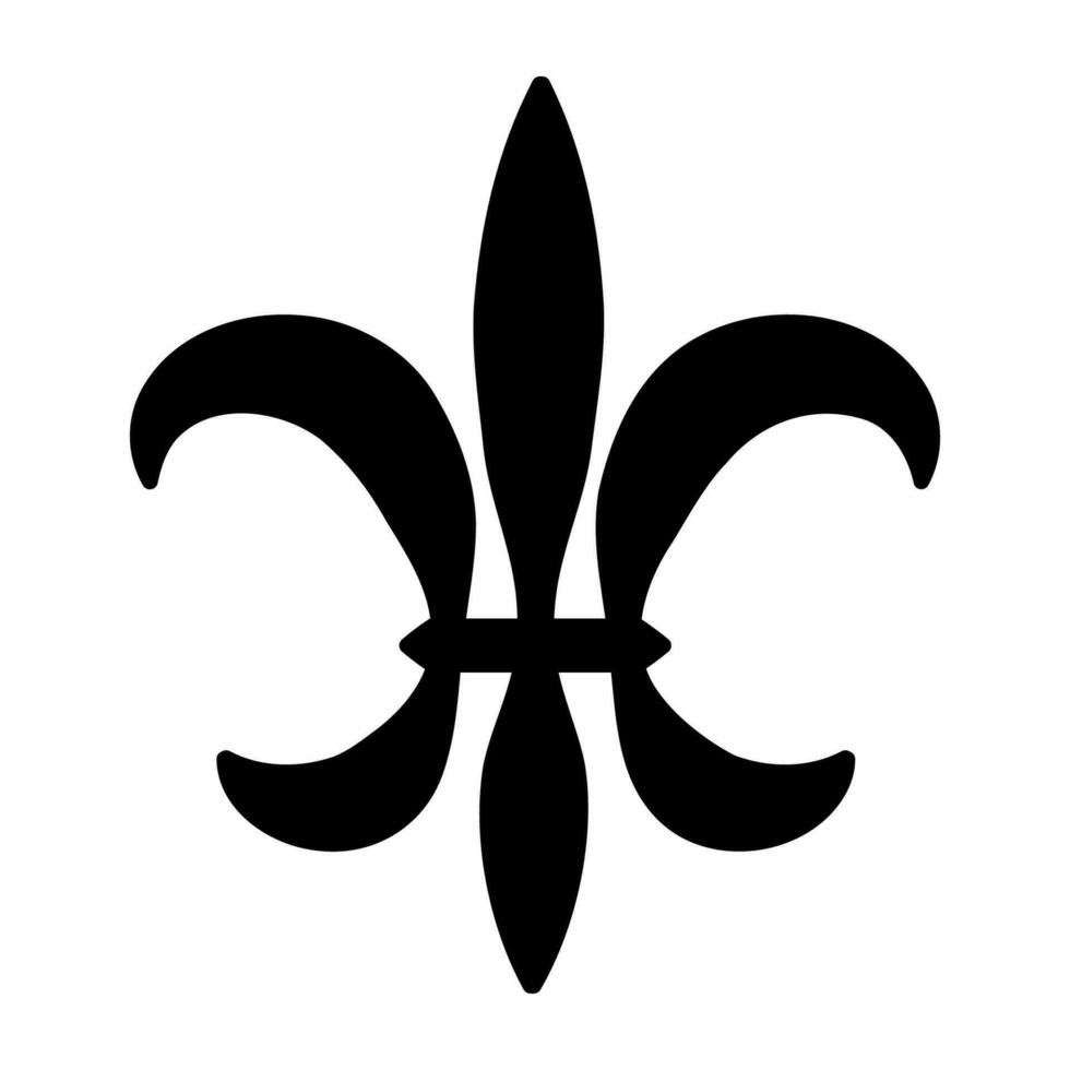 fleur de lis icona isolato su bianca sfondo. nero e bianca illustrazione per mardi gras carnevale. reale francese araldica simbolo. vettore