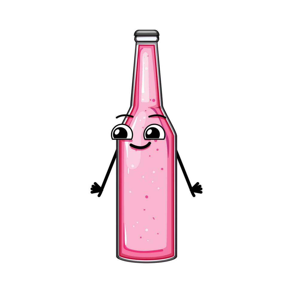 freddo bibita bottiglia personaggio cartone animato vettore illustrazione