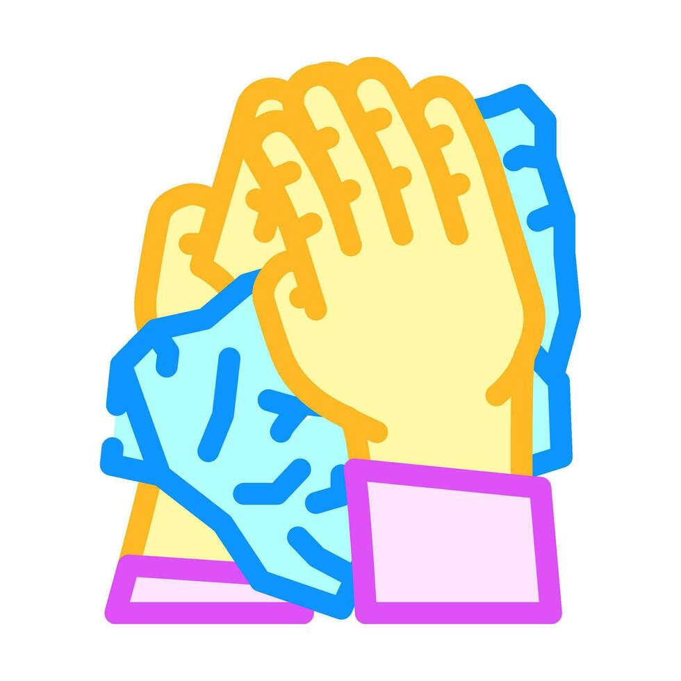 mano asciugandosi con carta asciugamano colore icona vettore illustrazione