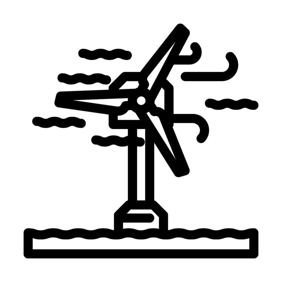 al largo vento turbina linea icona vettore illustrazione