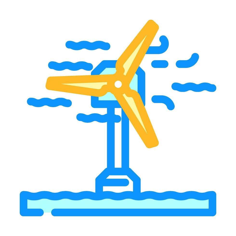 al largo vento turbina colore icona vettore illustrazione