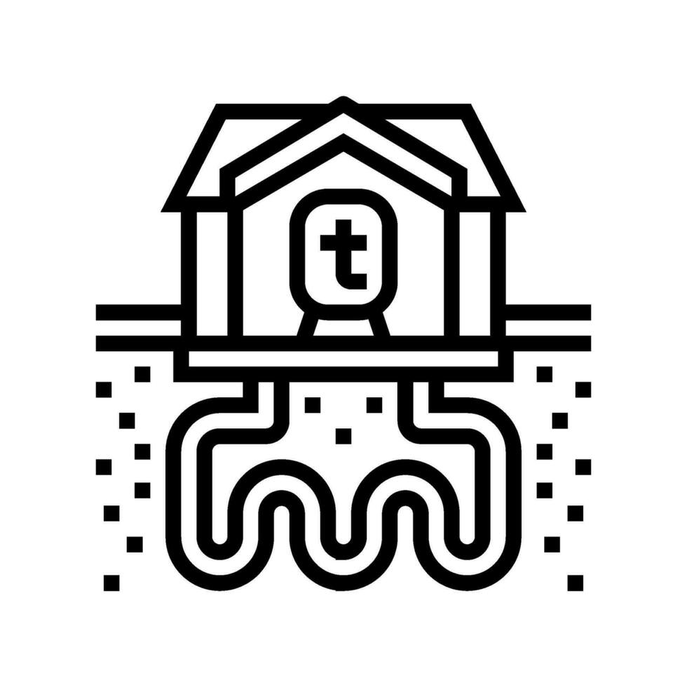calore scambio geotermico energia linea icona vettore illustrazione