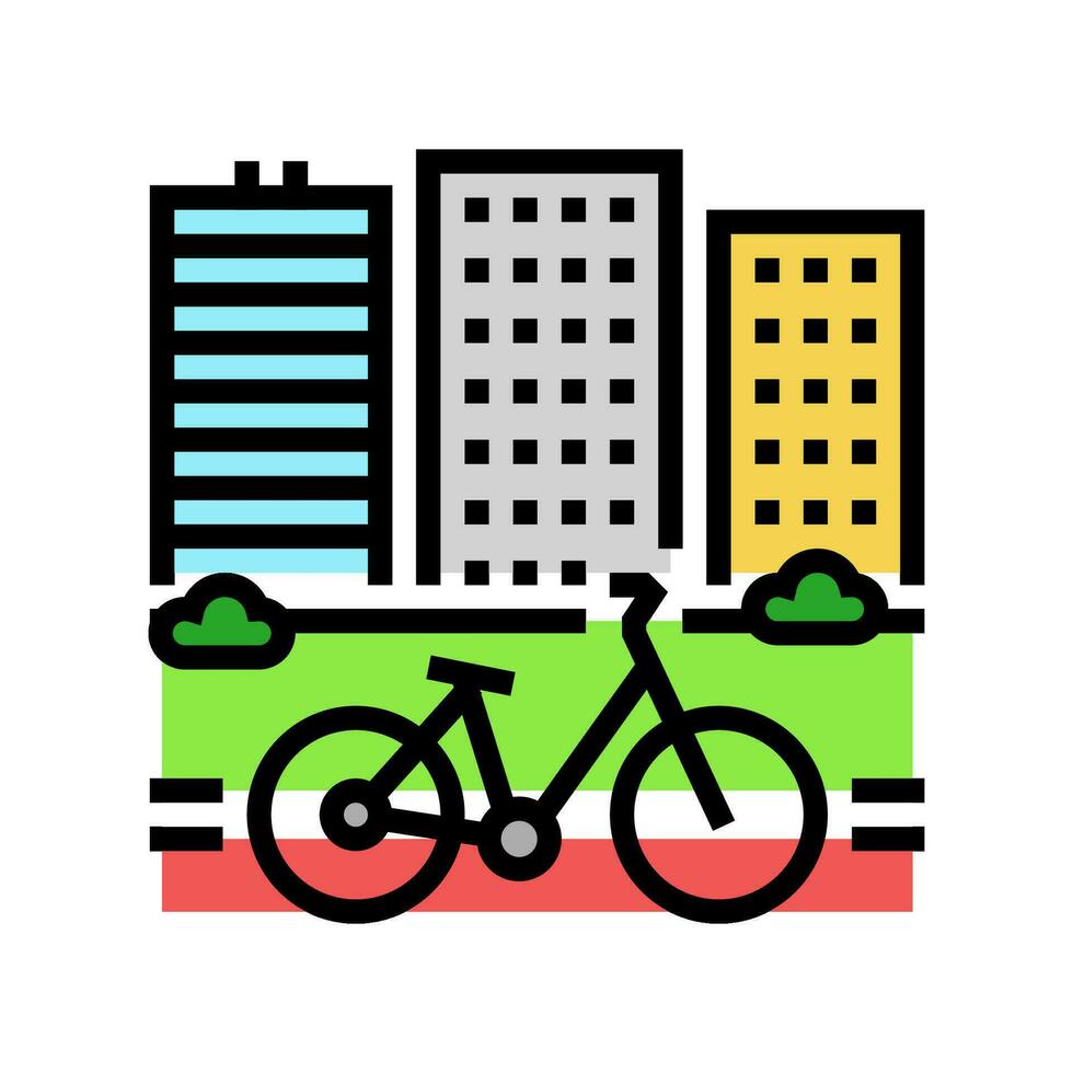 bicicletta amichevole infrastruttura verde colore icona vettore illustrazione