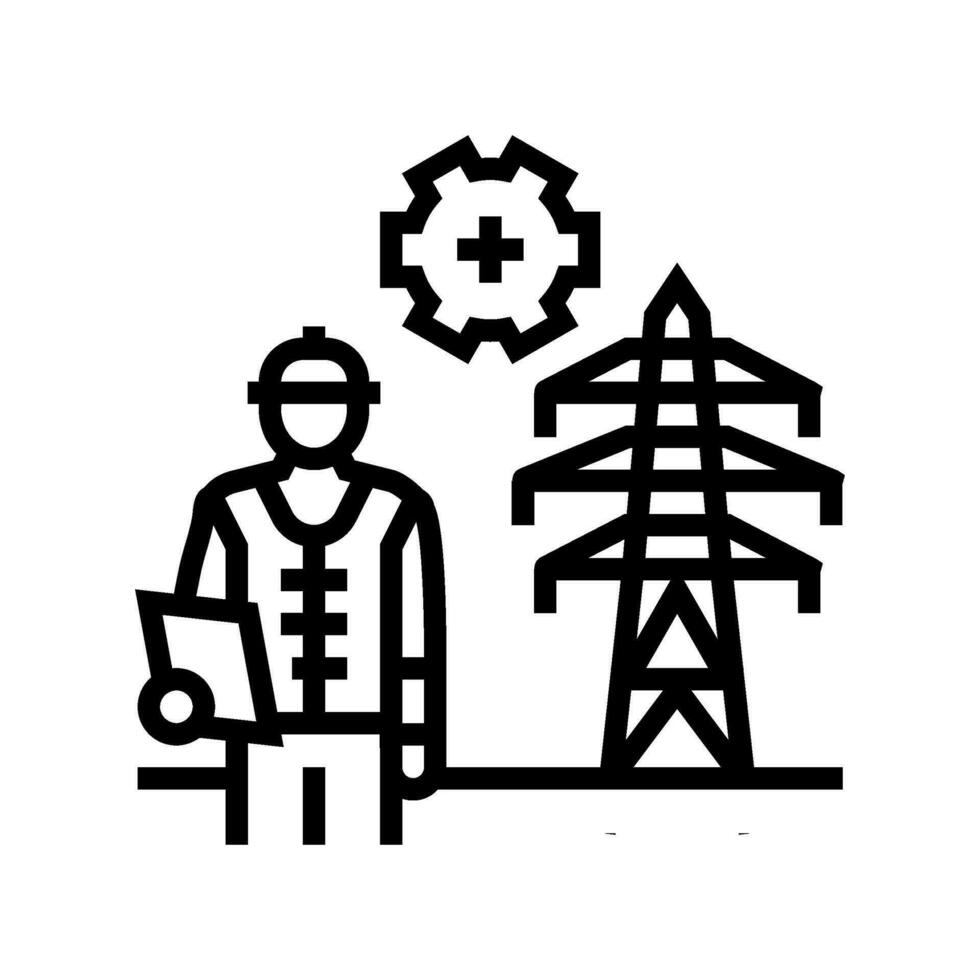 Manutenzione elettrico griglia linea icona vettore illustrazione