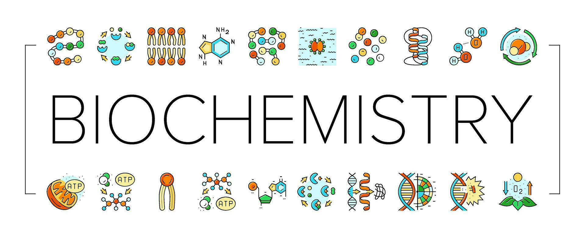 biotecnologia chimica scienza icone impostato vettore