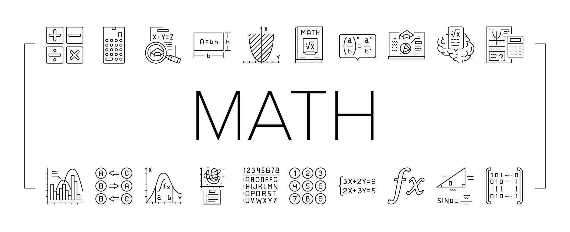 matematica formazione scolastica scuola scienza icone impostato vettore