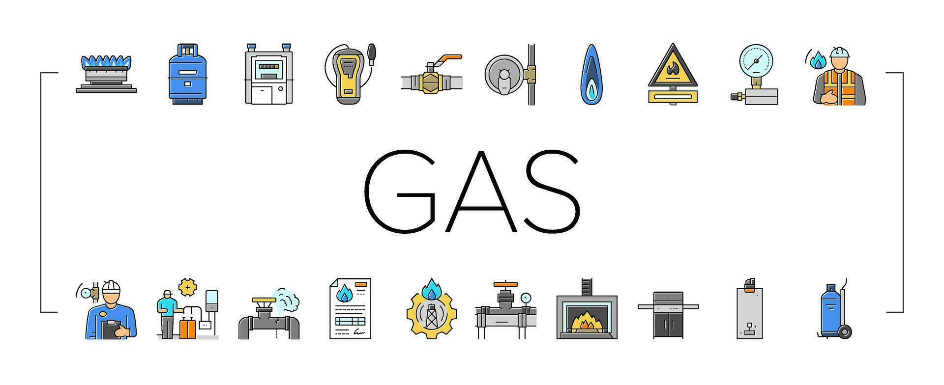 gas servizio energia energia carburante icone impostato vettore