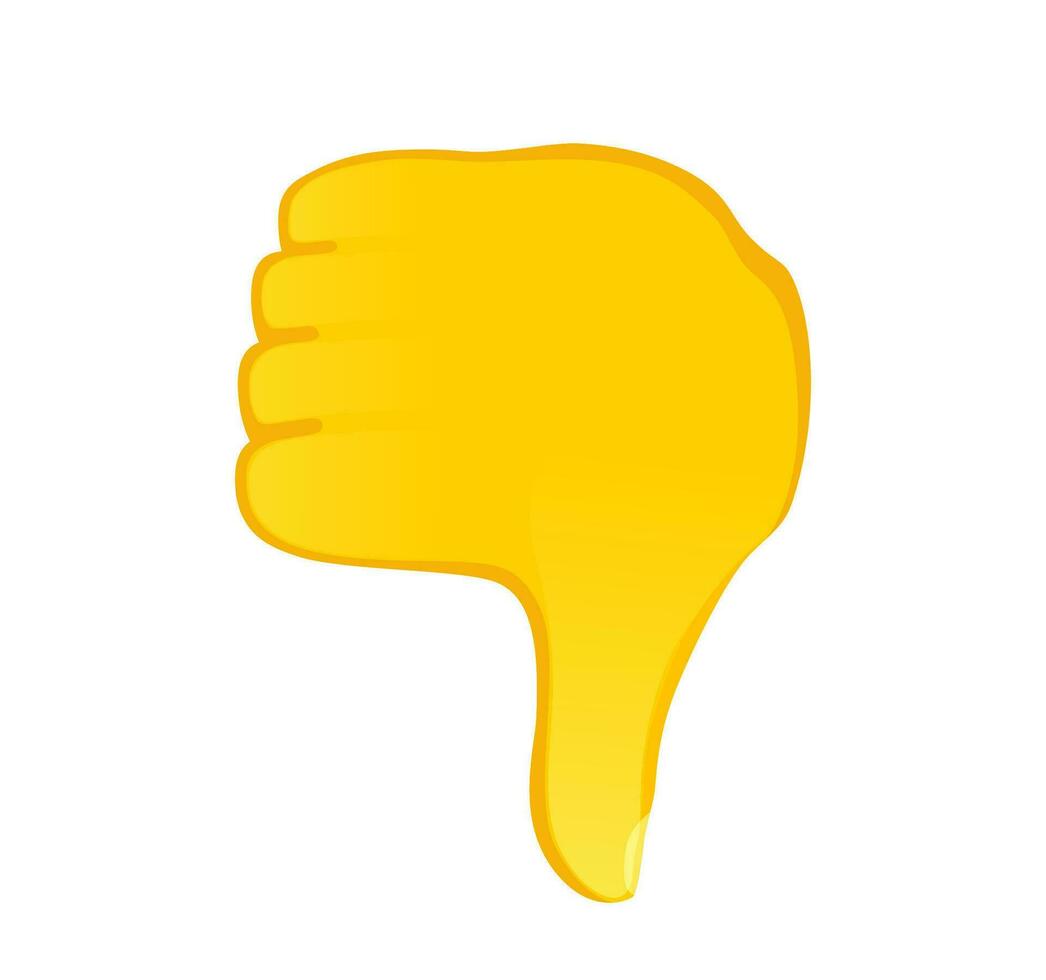 pollici giù icona. giallo gesto emoji vettore illustrazione