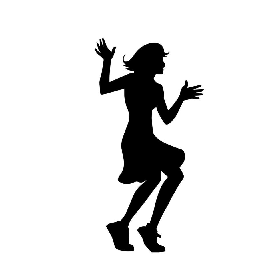 silhouette di un' sottile femmina nel danza posa. silhouette di un' donna ballando. vettore