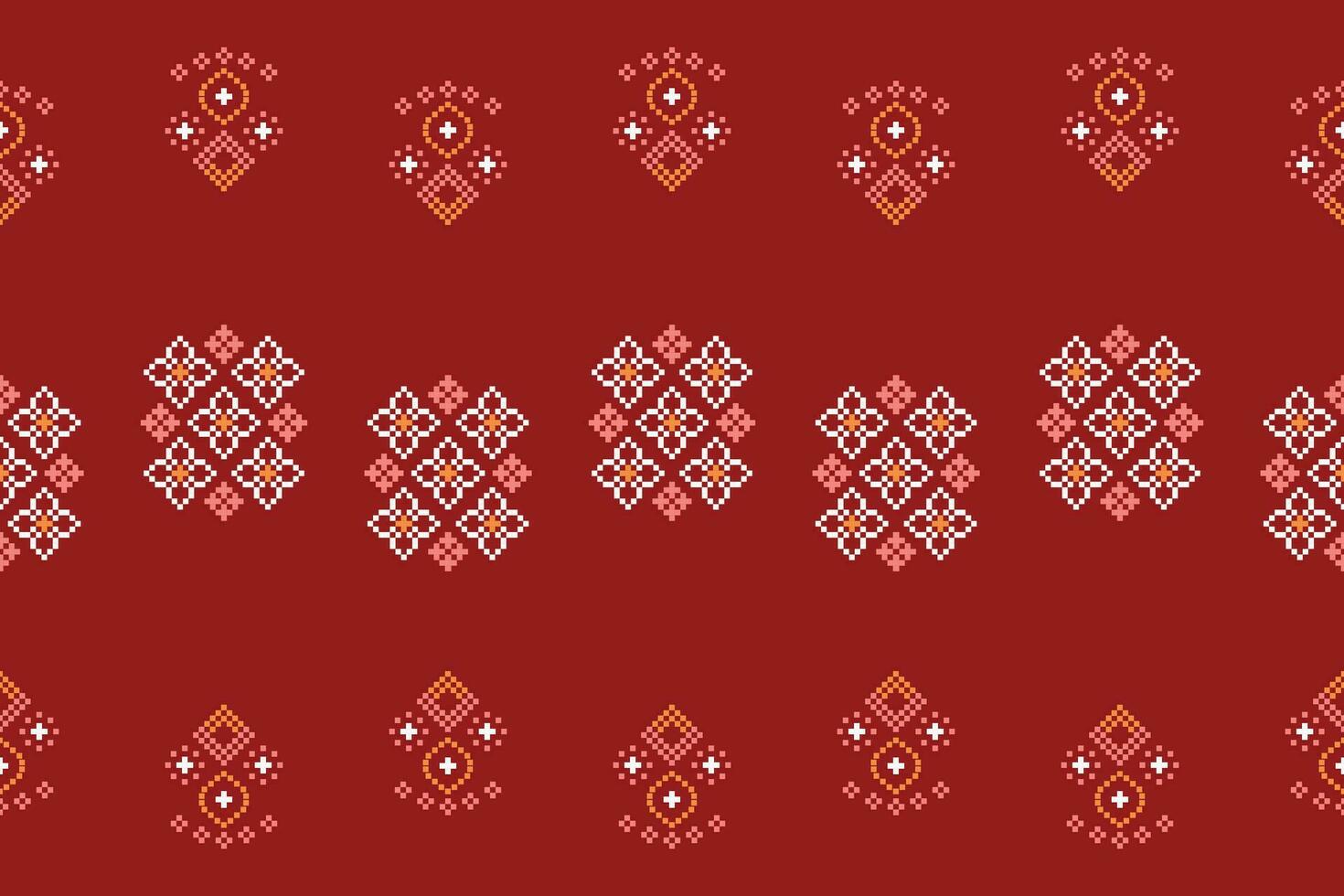 etnico geometrico tessuto modello attraversare punto.ikat ricamo etnico orientale pixel modello rosso Natale giorno sfondo. astratto, vettore, illustrazione. trama, cornice, decorazione, motivi, seta sfondo. vettore