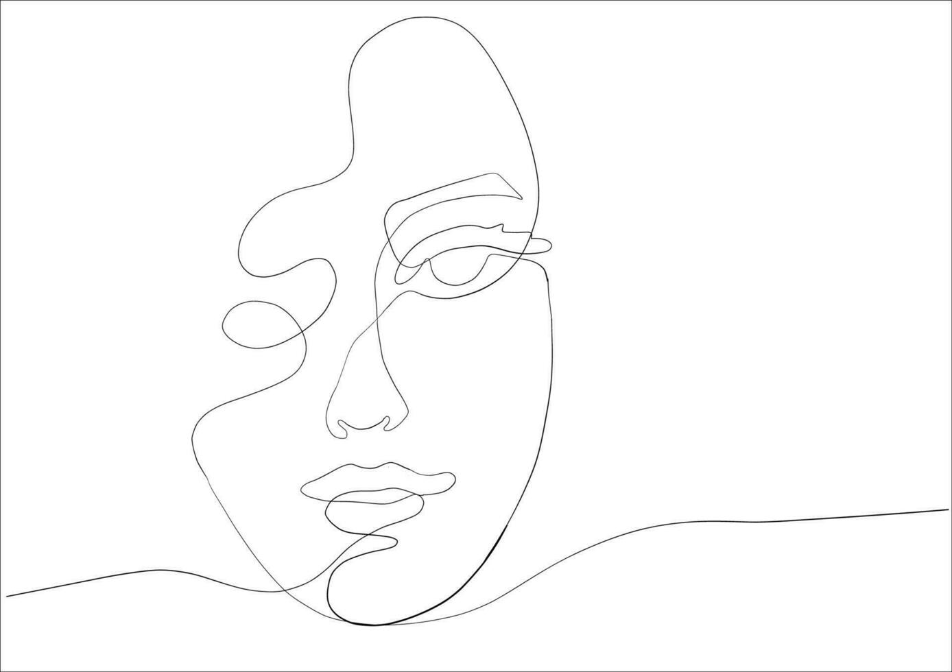 continuo linea disegno di viso donna.astratto linea arte ritratto, linea, continua linea di disegno, vettore minimalismo stile e schizzo ritratto concetto.