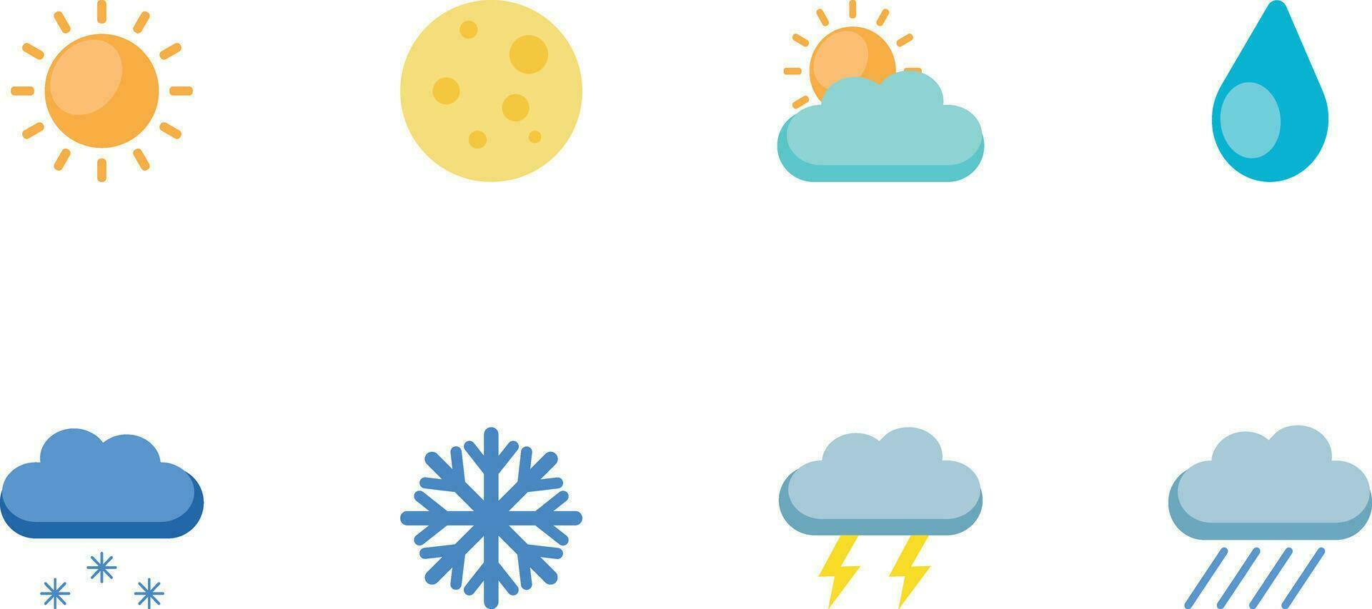 tempo metereologico icone impostato nel piatto stile. vettore illustrazione