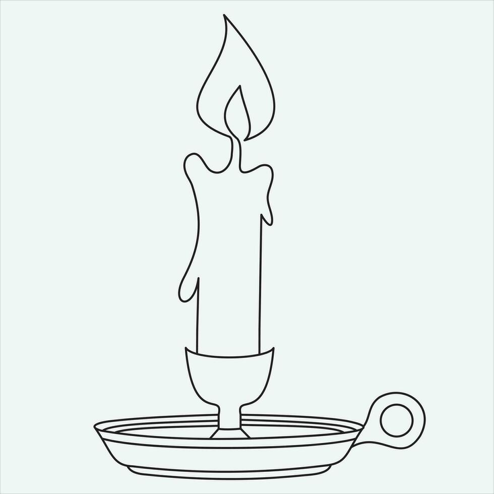 uno linea disegno candela vettore illustrazione arte