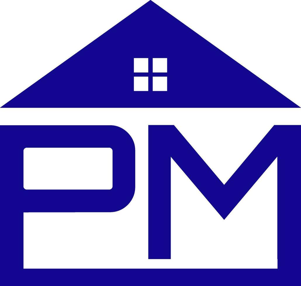pm iniziale lettera Casa proprietà logo design vettore